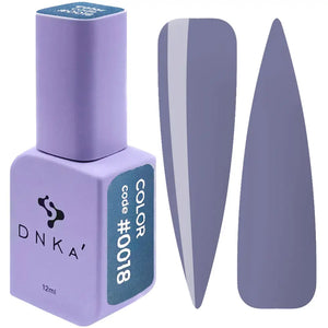 A swatch of DNKa' Gel Polish in color #0018, showing the color and texture of the polish. The polish is a grey shade.