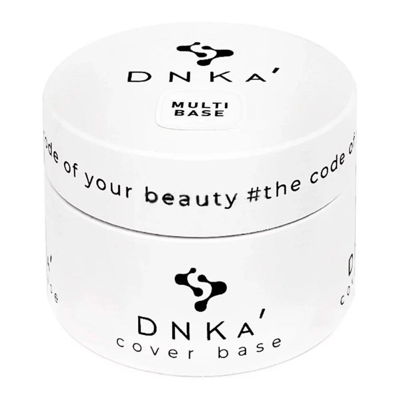 A container of DNKa' Multi Base, which cover base, with a white exterior and a label that includes the brand logo and hashtag '#thecode'.