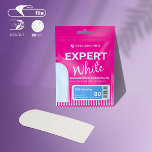 Packaging of Disposable White Files for Metal Foot File with a visual representation of a white file in front.