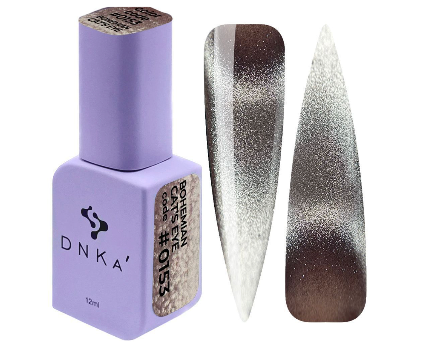 DNKA nail polish bottle with a gradient nail sample on a white background