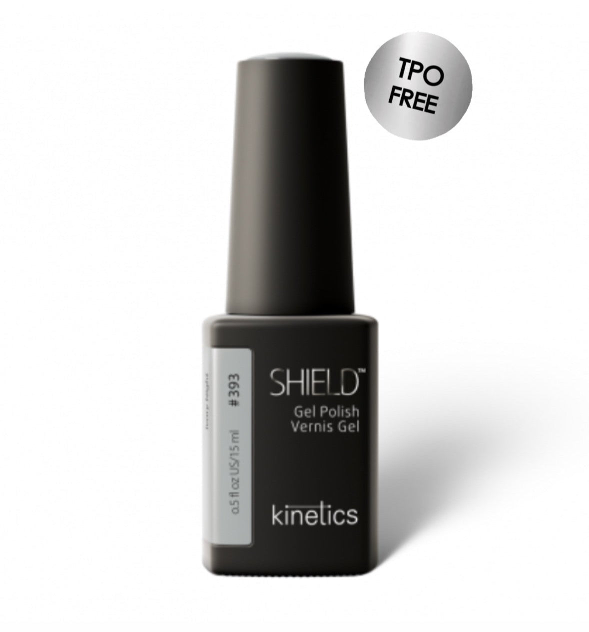 Gel polish bottle labeled 'SHIELD' by kinetics on a white background