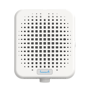 A white Saeyang Levent dust collector with HEPA filter, designed for nail salon environments to efficiently remove nail dust and debris.