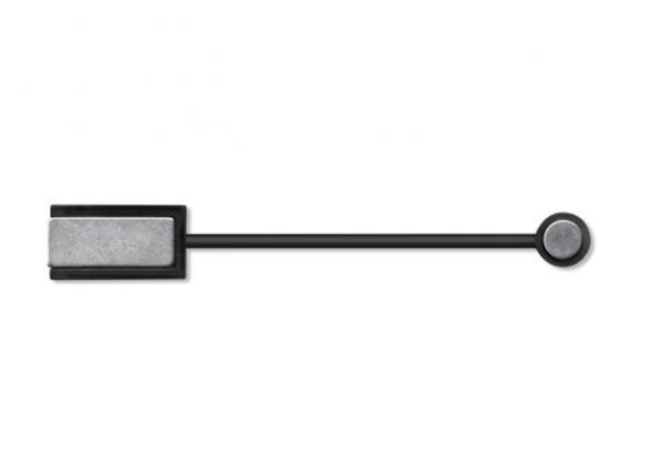 A black magnetic tool for nail art with a rectangular magnet on a stick, designed to create geometric patterns on nails.