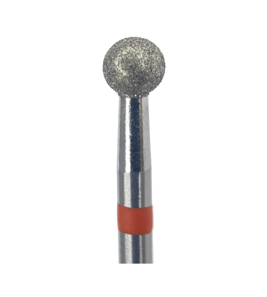 A ball-shaped nail drill bit with a red ring, designed for use in manicure and foot care. 4.2 mm