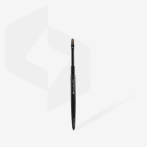A black nail polish brush with an oval-shaped head and synthetic bristles. width: 6 mm. length: 11 mm.