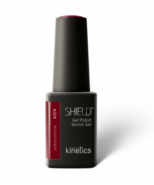 Kinetics gel polish color in dark red on white background