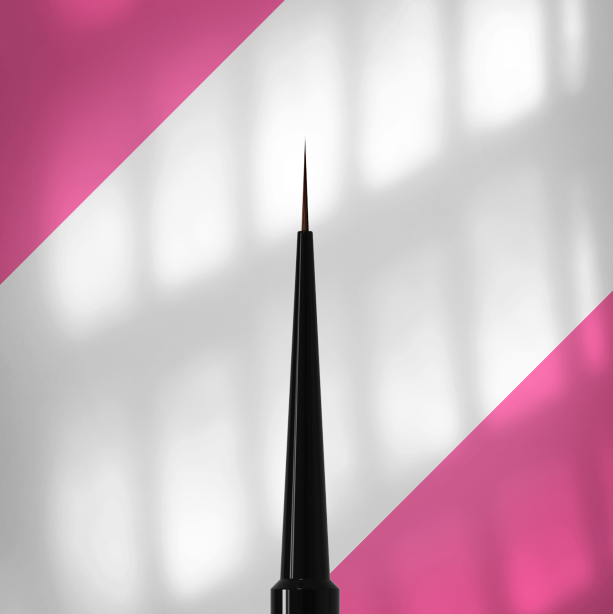 Black eyeliner pen on a pink and white striped background