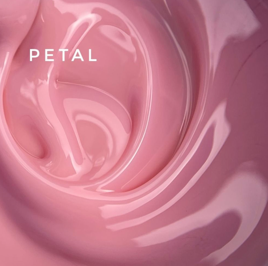 Close-up of pink swirl with 'PETAL' text overlay