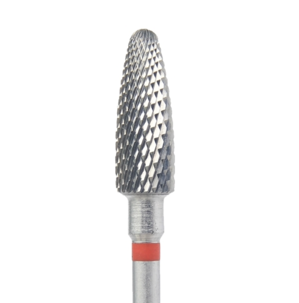 Carbide nail drill bit with a rounded tip and a red ring on the shank. 5mm