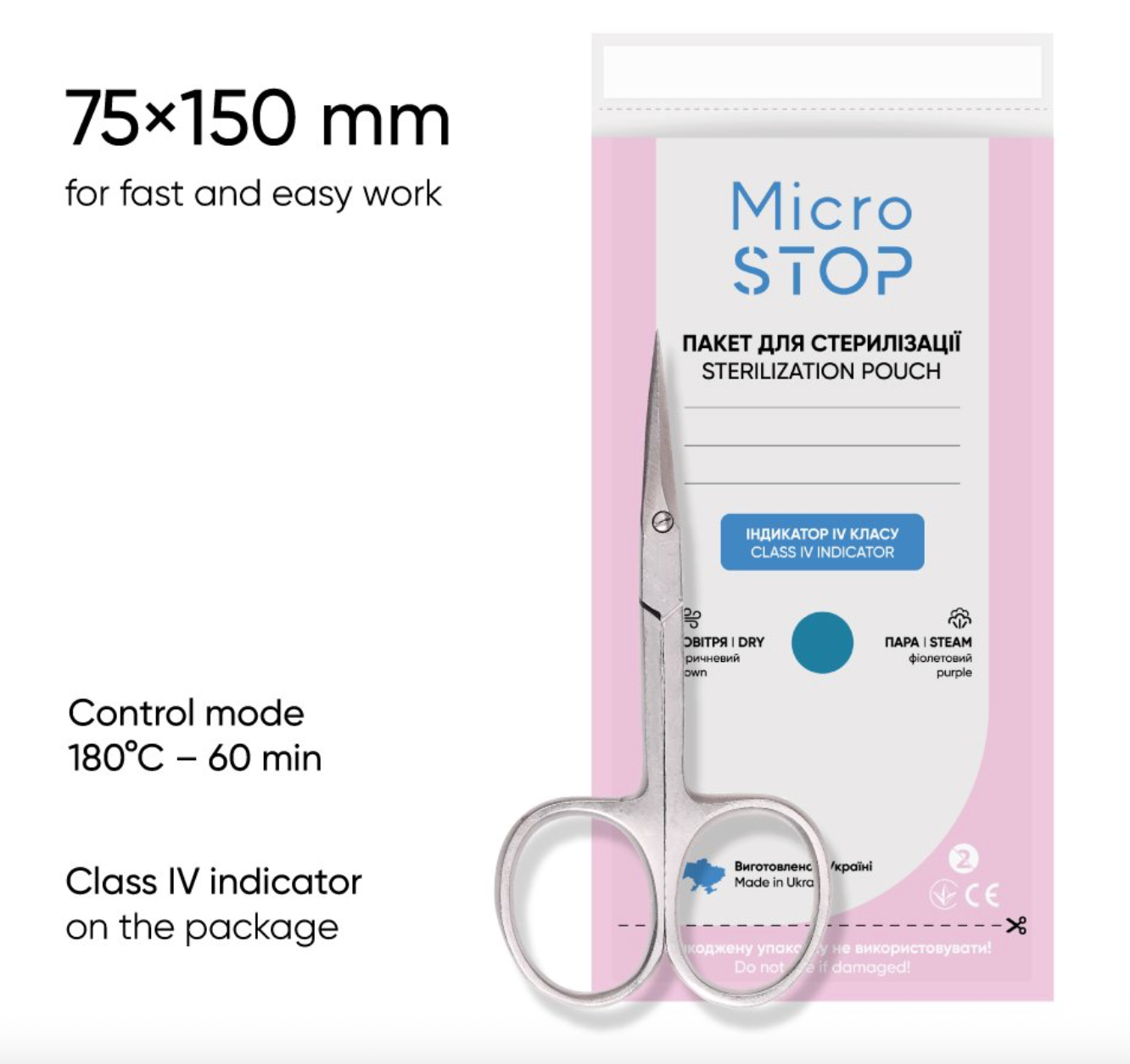 MicroStop 75x150 mm sterilisatiezakjes (100 stuks)