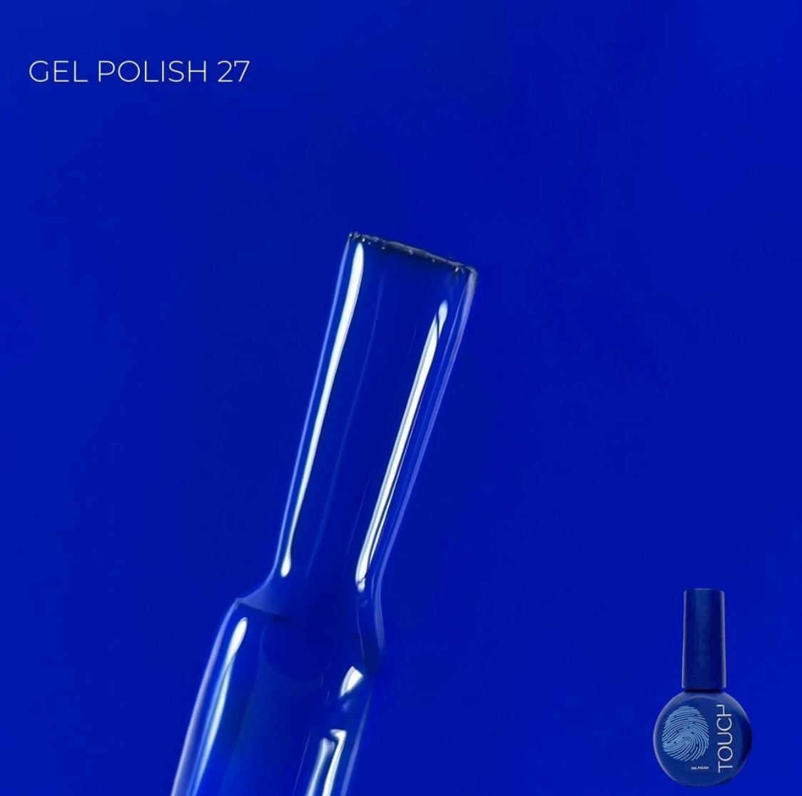 Blue gel polish bottle with a blue background