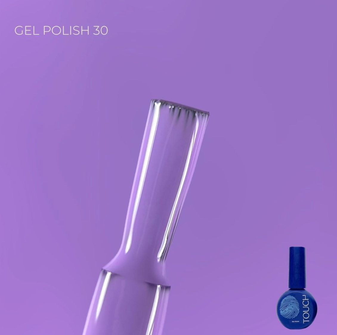 TOUCH Gel Polish 30 bottle on purple background showing glossy finish and elegant design
