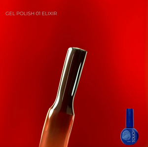 Metallic nail file on a red background with 'Touch' brand logo.