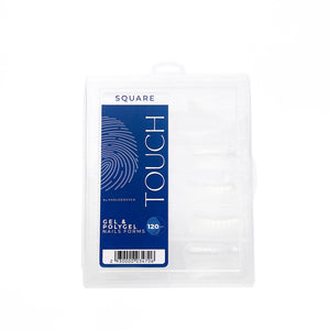 Pack of Square Touch gel and polygel nails forms on a white background