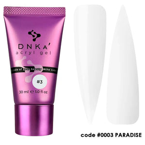 Pink DNKA acryl gel tube with a white cap on a white background