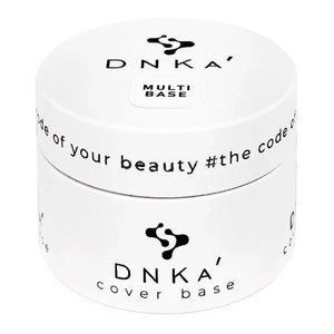 A container of DNKa' Multi Base, which  cover base, with a white exterior and a label that includes the brand logo and hashtag '#thecode'.

