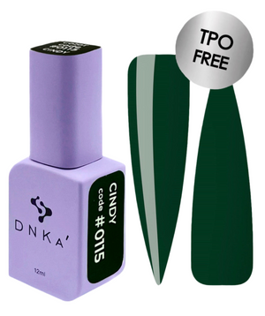 DNKA nail polish bottle with green nail sample #0115 Cindy and 'TPO FREE' label on a white background
