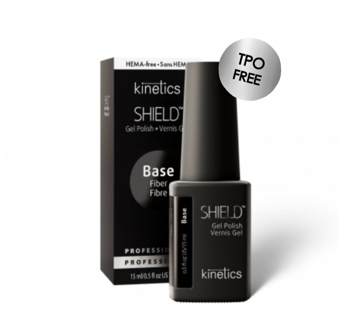 Kinetics Shield fiber base bottle and packaging on a white background