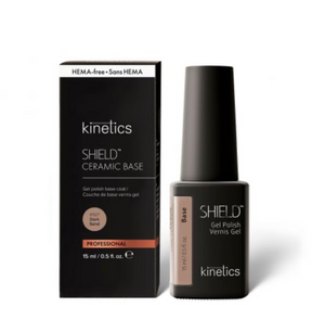 Kinetics ceramic base Dark sand in black bottle on white background