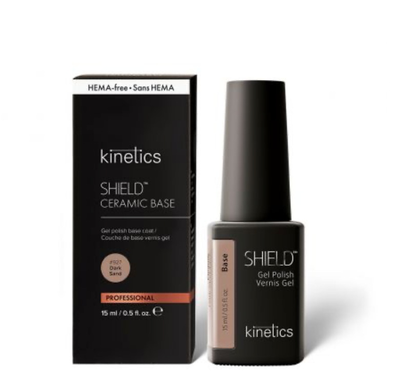 Kinetics ceramic base Dark sand in black bottle on white background