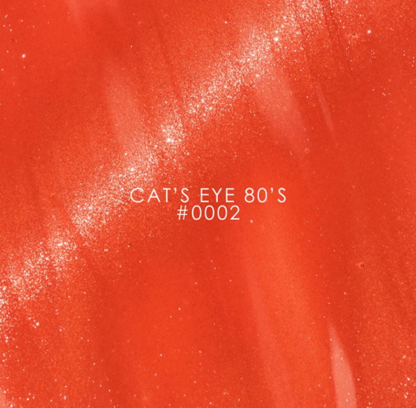 Red color swatch with 'Cat's Eye 80's #0002' text