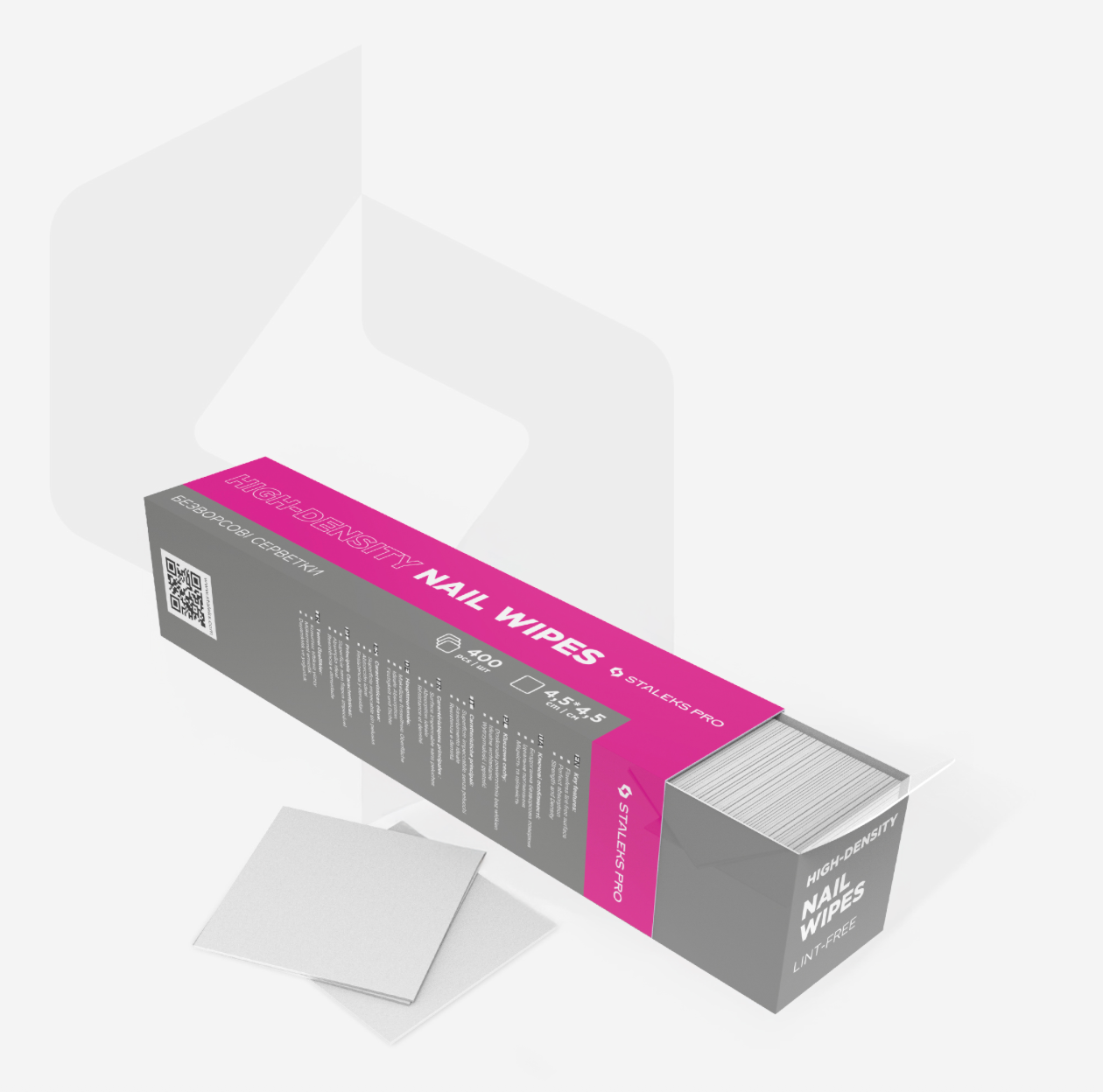 Box of nail wipes with a white background