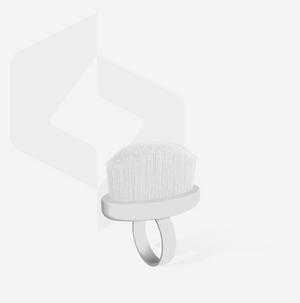 White makeup brush on a light gray background