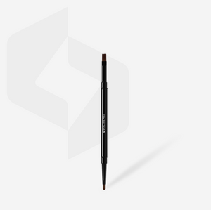 Black makeup brush on a white background