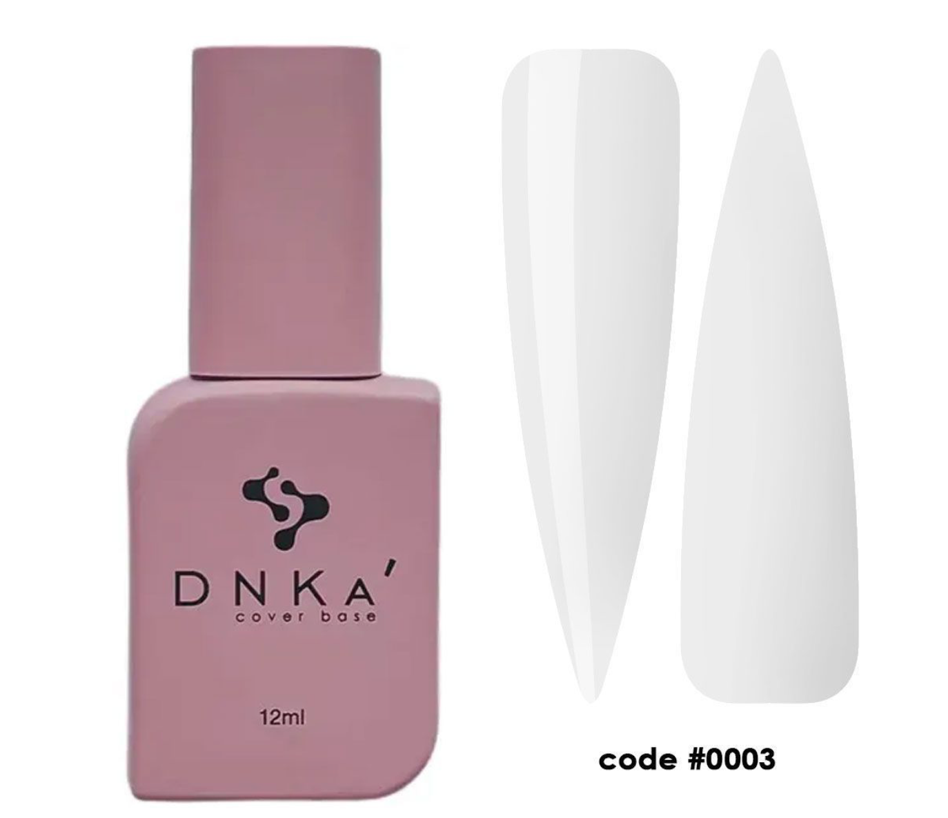 Pink nail polish bottle with a white nail file on a white background, featuring the brand 'Dinka'. DNKa' Fast Gel #0003 Clio