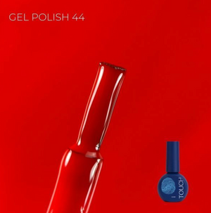 Blue nail polish bottle with a red background, Touch red gel polish
