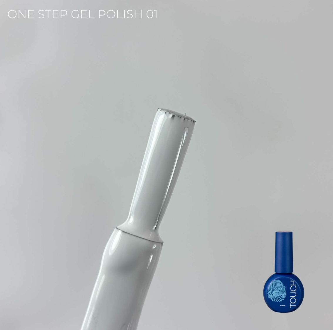 One-step gel polish device with a blue bottle labeled 'I Touch' on a gray background