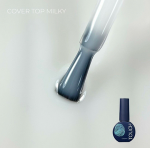 Nail polish bottle with a blue label on a white background