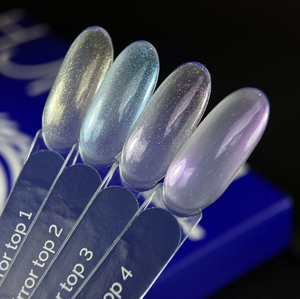 Nail color swatches on a clear holder with labeled 'top 1' to 'top 4'.