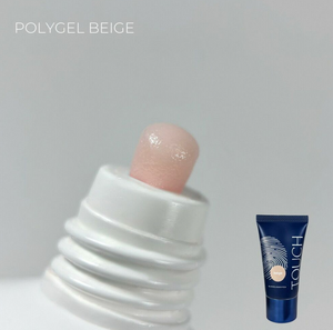Product with 'Polygel Beige' text and a blue tube labeled 'TOUCH' on a gray background