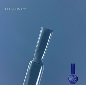 Blue gel polish with applicator on a matching blue background
