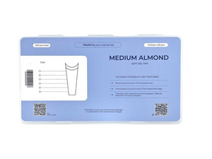 Nail art gel tip packaging with QR code and text on a white background